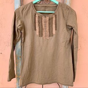 Eddie Bauer Beige Long Sleeve Cotton Tee Shirt S